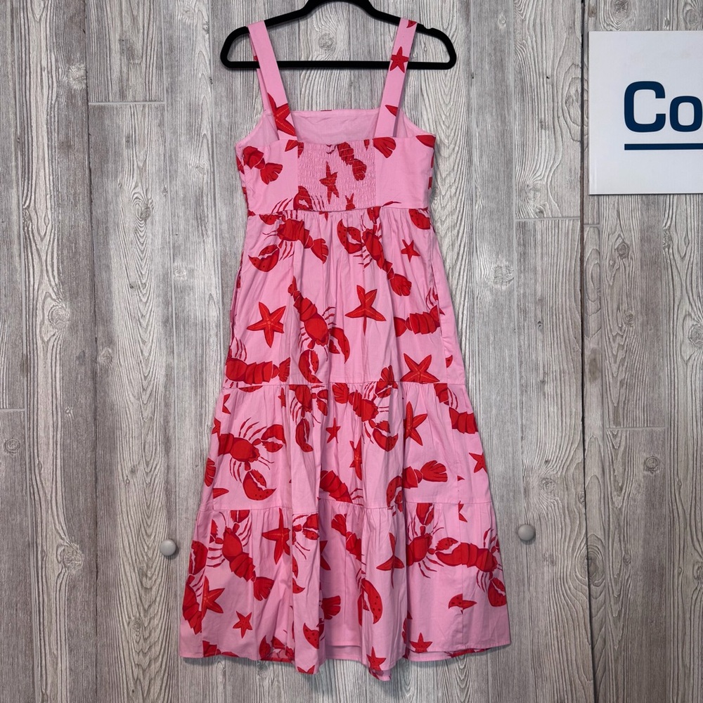 J. Crew Factory Pink Dress with Red Accents Lobsters and Stars - Picture 2 of 3